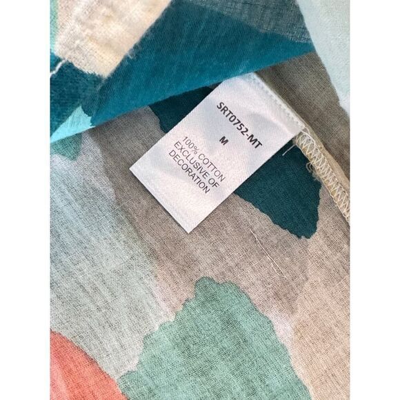 THML Multicolor Abstract Flutter Sleeve 100% Cotton Blouse - Size Medium EUC - Picture 6 of 8